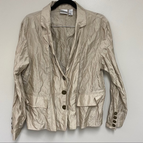 Chico’s Crushed Silk Blend Satin Jacket Size 3 - Picture 1 of 5